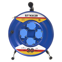 Удлинитель на металлической катушке с/з 4-местный Stekker, PRF02-41-30, 30м, 3*2,5, серия Professional, синий 39296 Удлинитель на металлической катушке с/з 4-местный Stekker, PRF02-41-30, 30м, 3*2,5, серия Professional, синий 39296