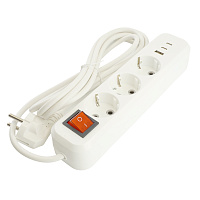 Удлинитель 3-местный с/з с выключ. STEKKER HM071-31-05 3x1мм2, 5м, 250В, 16А, 1USB+2C, 2.4A, сер Home, белый 50138 Удлинитель 3-местный с/з с выключ. STEKKER HM071-31-05 3x1мм2, 5м, 250В, 16А, 1USB+2C, 2.4A, сер Home, белый 50138