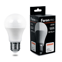 Лампа светодиодная Feron.PRO LB-1020 Шар E27 20W 175-265V 6400K 38043 Лампа светодиодная Feron.PRO LB-1020 Шар E27 20W 175-265V 6400K 38043