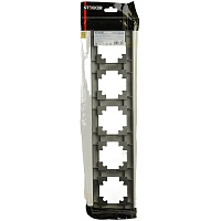 Рамка STEKKER, PFR00-7005-06 5-местная, пластик, серия Катрин, графит 39811 Рамка STEKKER, PFR00-7005-06 5-местная, пластик, серия Катрин, графит 39811