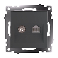 Розетка TV + компьютерная RJ-45 (механизм), серия Катрин, графит, GLS00-7106-06 49417 Розетка TV + компьютерная RJ-45 (механизм), серия Катрин, графит, GLS00-7106-06 49417