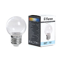 Лампа светодиодная Feron LB-371 Шар E27 3W 6400K прозрачный 38122 Лампа светодиодная Feron LB-371 Шар E27 3W 6400K прозрачный 38122