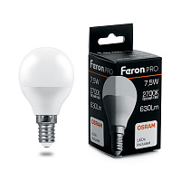 Лампа светодиодная Feron.PRO LB-1407 Шарик E14 7.5W 175-265V 2700K 38071 Лампа светодиодная Feron.PRO LB-1407 Шарик E14 7.5W 175-265V 2700K 38071