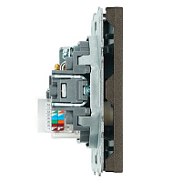 Розетка TV + компьютерная RJ-45 (механизм), STEKKER, серия Эмили, RST00-5106-09, антрацит, soft touch 49924