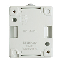 Выключатель 1-клавишный с окном для маркировки самовозвратный STEKKER, PSW10-214-54, открытой установки, 250В, 10А, IP54, белый/серый 49736