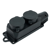 Розетка переносная 2-местная c/з STEKKER, RST16-22-44, 250В, 16А, IP44, черный  32738 Розетка переносная 2-местная c/з STEKKER, RST16-22-44, 250В, 16А, IP44, черный  32738