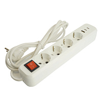 Удлинитель 4-местный с/з с выключ. STEKKER HM071-41-02 3x1мм2, 2м, 250В, 16А, 1USB+2C, 2.4A, сер Home, белый 50139 Удлинитель 4-местный с/з с выключ. STEKKER HM071-41-02 3x1мм2, 2м, 250В, 16А, 1USB+2C, 2.4A, сер Home, белый 50139