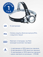 Фонарь налобный FERON TH2304 на батарейках 3*AAA, 3W 14LEDs IP44 пластик 41708 Фонарь налобный FERON TH2304 на батарейках 3*AAA, 3W 14LEDs IP44 пластик 41708