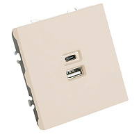 Розетка 2-местная USB + Type C (механизм), STEKKER, 250В, 20W, серия Эмили, RST10-5115-08, кашемир, soft touch 49905