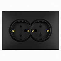 Розетка 2-местная с з/ш, с/з, СЗК, STEKKER, 250В, 16А, серия Эмили, RST16-5114-10ZK, платиново-серый, soft touch 50244