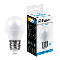 Лампа светодиодная Feron LB-550 Шарик E27 9W 175-265V 6400K 25806 Лампа светодиодная Feron LB-550 Шарик E27 9W 175-265V 6400K 25806
