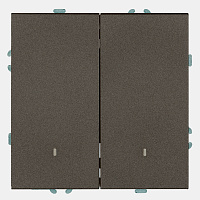 Выключатель 2-клавишный c индикатором (механизм), STEKKER, 250В, 10А, серия Эмили, RSW10-5102-09, антрацит, soft touch 49916