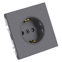 Розетка 1-местная с з/ш, с/з (механизм), СЗК, STEKKER, 250В, 16А, серия Эмили, RST16-5110-10ZK, платиново-серый, soft touch 50243