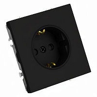 Розетка 1-местная с защитной шторкой с/з (механизм), STEKKER, 250В, 16А, серия Эмили, RST16-5110-05, черный уголь, soft touch 49854