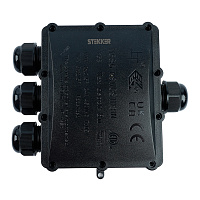 Распределительная коробка STEKKER LD553, количество вводов: 4, поликарбонат, нейлон, цвет черный, размер 163,1*151,6*59,4мм. 50555