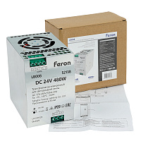 Трансформатор электронный для светодиодной ленты и оборудования на DIN-рейку 480W 24V 63*125.5*113мм IP20, LB008