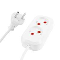 Удлинитель 2-местный б/з Stekker, HM01-20-03, 3м, 2x0,75, серия Home (У10-428), белый 39202