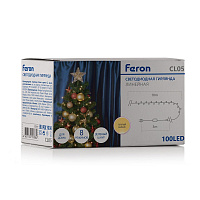 Светодиодная гирлянда Feron CL05 линейная 10м +3м 230V 2700K, c питанием от сети, контроллером, зеленый шнур Светодиодная гирлянда Feron CL05 линейная 10м +3м 230V 2700K, c питанием от сети, контроллером, зеленый шнур