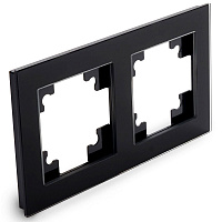 Рамка 2-местная, стекло, STEKKER GFR00-7002-05, серия Катрин, черный 39519