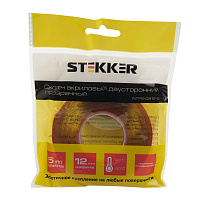 Скотч акриловый двусторонний STEKKER INTP5-0812-5 0,8*12 мм,длина 5м, прозрачный , красная подложка 39145 Скотч акриловый двусторонний STEKKER INTP5-0812-5 0,8*12 мм,длина 5м, прозрачный , красная подложка 39145