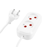 Удлинитель 2-местный, б/з Stekker HM01-20-02, 2м, 2x0,75, серия Home (У10-428), белый 39201