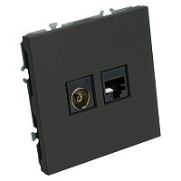 Розетка TV + компьютерная RJ-45 (механизм), STEKKER, RST00-5106-05, серия Эмили, черный уголь, soft touch 49846 Розетка TV + компьютерная RJ-45 (механизм), STEKKER, RST00-5106-05, серия Эмили, черный уголь, soft touch 49846