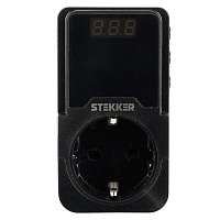 Реле напряжения для розетки регулируемое  STEKKER  VPR-200B, 230В, 16A 50690