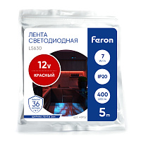 Светодиодная COB лента Feron LS630, 400SMD(2110)/ 7Вт/м 12V 5000*3*1.8мм красный, IP20 Артикул 48952 Светодиодная COB лента Feron LS630, 400SMD(2110)/ 7Вт/м 12V 5000*3*1.8мм красный, IP20 Артикул 48952