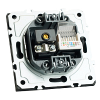 Розетка TV + компьютерная RJ-45 (механизм), STEKKER, RST00-5106-05, серия Эмили, черный уголь, soft touch 49846 Розетка TV + компьютерная RJ-45 (механизм), STEKKER, RST00-5106-05, серия Эмили, черный уголь, soft touch 49846