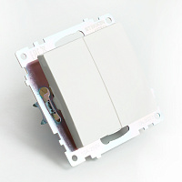 Переключатель 2-клавишный (механизм), STEKKER GLS10-7107-01 , 250V, 10А, серия Катрин, белый 49166 Переключатель 2-клавишный (механизм), STEKKER GLS10-7107-01 , 250V, 10А, серия Катрин, белый 49166