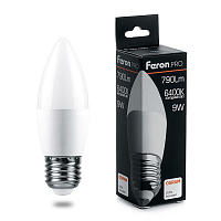 Лампа светодиодная Feron.PRO LB-1309 Свеча E27 9W 175-265V 6400K 38064 Лампа светодиодная Feron.PRO LB-1309 Свеча E27 9W 175-265V 6400K 38064
