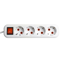 Удлинитель четырехместный с/з  с выключ. STEKKER HM07-41-07 3x1мм2, 7м, серия Home (У16А-003), белый 49361