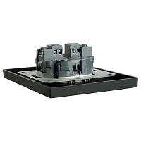 Розетка 2-местная с защитной шторкой, STEKKER,  б/з, 250В, 16А, серия Эмили, RST16-5116-05, черный уголь, soft touch 49851 Розетка 2-местная с защитной шторкой, STEKKER,  б/з, 250В, 16А, серия Эмили, RST16-5116-05, черный уголь, soft touch 49851