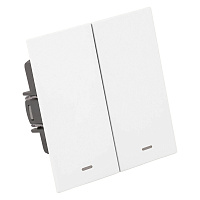 Выключатель 2-клавишный c индикатором (механизм), STEKKER, 250В, 10А, серия Мия, RSW10-3102-01, белая магнолия 50432