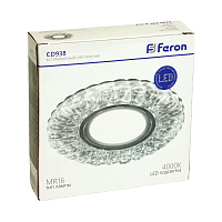 Светильник встраиваемый с белой LED подсветкой Feron CD938 потолочный MR16 G5.3 прозрачный Светильник встраиваемый с белой LED подсветкой Feron CD938 потолочный MR16 G5.3 прозрачный