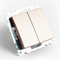 Переключатель2-клавишный (механизм), STEKKER GLS10-7107-02, 250V, 10А, серия Катрин, шампань 49169 Переключатель2-клавишный (механизм), STEKKER GLS10-7107-02, 250V, 10А, серия Катрин, шампань 49169