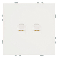 Розетка компьютерная 2-местная RJ-45 (механизм), STEKKER,  серия Эмили, RST00-5111-01, белый фарфор, soft touch  49874