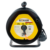 Удлинитель на пластиковой катушке Stekker STD02-11-30 (UG), 30м, 1гнездо с/з 3*1, оранжевый, серия Standart 39635