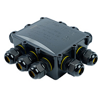 Распределительная коробка STEKKER LD554, количество вводов: 10, поликарбонат, нейлон, цвет черный, размер 183.1*163,1*59,4мм. 50556