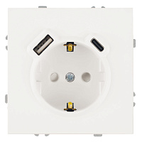 Розетка 1-местная з/ш с/з 16А + USB + Type C (механизм), Stekker, 250В, 20W, серия Эмили, белый фарфор, soft-touch, RST16-5119-01   50217