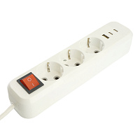 Удлинитель 3-местный с/з с выключ. STEKKER HM071-31-05 3x1мм2, 5м, 250В, 16А, 1USB+2C, 2.4A, сер Home, белый 50138 Удлинитель 3-местный с/з с выключ. STEKKER HM071-31-05 3x1мм2, 5м, 250В, 16А, 1USB+2C, 2.4A, сер Home, белый 50138
