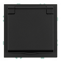 Розетка 1-местная с крышкой с защ. штор, STEKKER, с/з, 250В, 16А, серия Эмили, RST16-5112-05, черный уголь, soft touch 49855