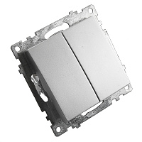 Выключатель 2-клавишный (механизм), STEKKER GLS10-7104-03, 250V, 10А, серия Катрин, серебро 39578 Выключатель 2-клавишный (механизм), STEKKER GLS10-7104-03, 250V, 10А, серия Катрин, серебро 39578
