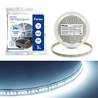 Светодиодная LED лента Feron LS502, 180SMD(2835)/м 16Вт/м 24V 5000*10*1.22мм 6000К IP20 Светодиодная LED лента Feron LS502, 180SMD(2835)/м 16Вт/м 24V 5000*10*1.22мм 6000К IP20