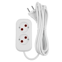 Удлинитель 2-местный б/з Stekker, HM01-20-03, 3м, 2x0,75, серия Home (У10-428), белый 39202