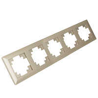 Рамка STEKKER, PFR00-7005-02 5-местная, пластик, серия Катрин, шампань 39806 Рамка STEKKER, PFR00-7005-02 5-местная, пластик, серия Катрин, шампань 39806