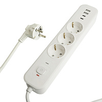 Сетевой фильтр 3-местный с/з STEKKER 3x1мм2, 3 м, 250В, 16А, 2 USB-A+2 Type-C 3, серия Nova, белый 50100 Сетевой фильтр 3-местный с/з STEKKER 3x1мм2, 3 м, 250В, 16А, 2 USB-A+2 Type-C 3, серия Nova, белый 50100