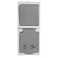 Блок розетка 1-местная с/з+  выключатель 1-клавишный STEKKER, PST16-21-54V/10-211-54,белый/серый 49738