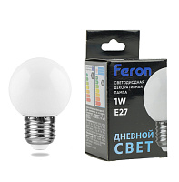 Лампа светодиодная Feron LB-37 Шарик E27 1W 230V 6400K матовый 25115