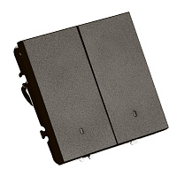 Выключатель 2-клавишный c индикатором (механизм), STEKKER, 250В, 10А, серия Эмили, RSW10-5102-09, антрацит, soft touch 49916